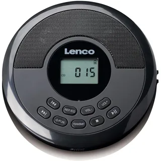 Lenco CD-340BK Discman mit Bluetooth - CD/MP3-Player - eingebaute Stereo-Lautsprecher - wiederaufladbar, Anti-Schock - USB-Wiedergabe