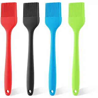 BBQ Backpinsel, 4 Stucke BBQ Backpinsel, Silicone Basting Pastry Brush für BBQ, Grill, Backen, Kochen (4 Farben)