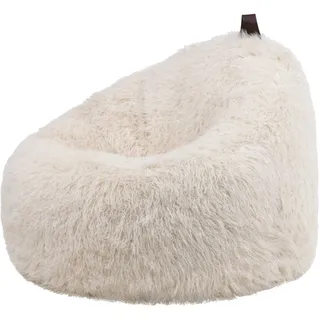 I.C.O.N. Icon Cocoon Sitzsack Sessel, Creme, Flauschiger Kunstpelzstoff, Sitzsack Erwachsene mit Füllung, Bean Bag, Flauschig Lounge Sessel, Lounge Stuhl, Schlafzimmer, Wohnzimmer, Wohnzimmer Möbel