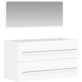 vidaXL Badschrank mit Spiegel Weiß Holzwerkstoff - Weiß