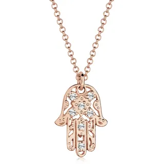 Elli Halskette Damen Hamsa Hand mit Kristalle in 925 Sterling Silber Rosé vergoldet