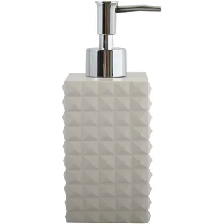 MSV Seifenspender Kubik | mit Pumpe | Flüssigseifen-Spender | Polyresin | 300ml | Langliebig und Robust | Beige