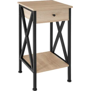 tectake Beistelltisch Dayton, 35 x 35 x 70,5 cm, Industrial Holz hell, Eiche Sonoma , Naturfarben , Holzwerkstoff , Beton Optik , 35x70.5x35 cm , Wohnzimmer, Wohnzimmertische, Beistelltische
