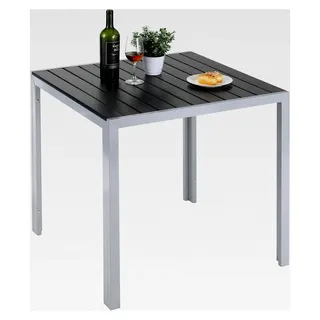 Gartentisch aus Aluminium, 75x75cm WPC Balkontisch wetterfest, quadratischer Terrassentisch, rutschfester Esstisch für den Außenbereich, Silber Grau - Silber, Grau