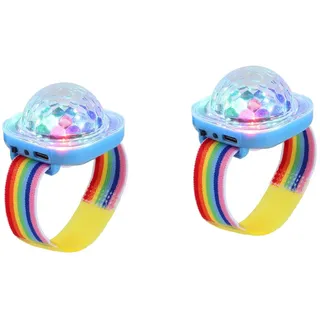 Lancoon Disco Ball Licht, 2er Pack Tragbare Mini Tragbare LED Lampe Nacht Stroboskop Uhr Armband USB Aufladen Sprachgesteuert mit Saugnapf für Kind Party Auto Tanzen DJ Club(Blau)