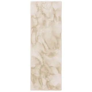 Kunstloft Kunstfell-Teppich Dave Cream 80x240 cm , Beige , Textil , Beton Optik , Rechteckig , 80x1 cm , Gots , waschbar , Teppiche und Böden, Teppiche