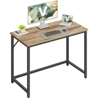 VASAGLE Tisch, Computertisch, Bürotisch, 100 x 50 x 76 cm, für Arbeitszimmer, Schlafzimmer, Wohnzimmer, Kamelbraun-tintenschwarz LWD041K01