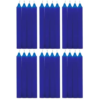 H Hansel Home - Leuchterkerzen 24 Stück, Kronkerzen Durchmesser 1.8 cm, Länge 17.5 cm,blau Farbe