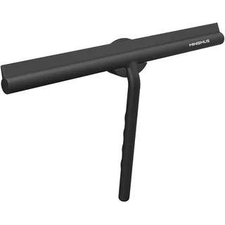 Minismus Duschabzieher - Abzieher für Dusche, Bad, Fliesen, Spiegel, Fenster - inkl. Magnet-Halterung ohne Bohren, selbstklebend - Modernes Design in edlem (33 cm, Schwarz)