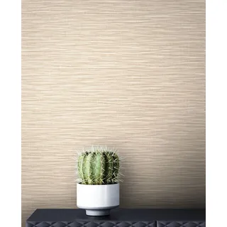 Newroom Vliestapete Beige Uni Grasgewebe Tapete Wohnzimmer | Feine Faserstruktur Naturoptik, ansatzfrei, Wandtapete einfarbig, modern skandinavisch, Schlafzimmer Büro Flur Küche