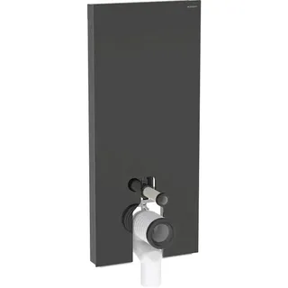 Geberit Monolith PLUS Sanitärmodul für Stand-WC, 114cm, Wasseranschluss hinten mittig, mit Anschlussbogen, 131.233.SJ.7, Farbe: Glas schwarz / Aluminium schwarzchrom