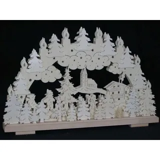 Schwibbogen el. Beleuchtet mit Kirche ,Schneemann und Kinder b x h= 50x32cm NEU