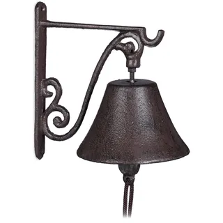 Relaxdays Türglocke , braun, , Metall , 11x13x15 cm , Dekoration, Gartendeko,