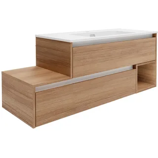 Fackelmann Waschbeckenunterschrank rechts Vita 128,5 cm x 50 cm x 46 cm Oak/Weiß