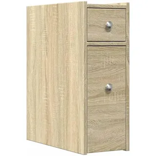 vidaXL Badschrank, Badezimmerschrank Schmal mit Rollen, Nischenschrank Rollschrank für Badezimmer, Badmöbel Nischenregal, Sonoma-Eiche Holzwerkstoff