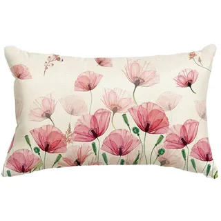 Artoid Mode Klatschmohn Blätter Frühling Kissenbezug, 30x50 cm Sommer Zierkissenbezug Cushion Cover Couch Wohnzimmer Deko