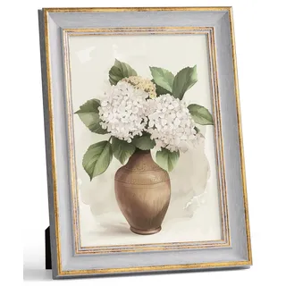 Afuly A4 Bilderrahmen 21x30 Vintage Grau Gold Bilderrahmen Retro Antike Shabby Fotorahmen Deko für Wand Tisch Family Freund Hochzeit Geburtstag Geschenke Muttertage für Mama Oma