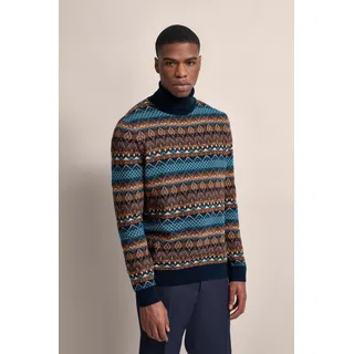 bugatti Rollkragenpullover mit Multicolor-Muster, braun