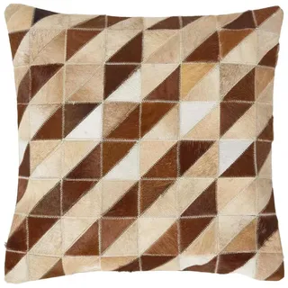 Homescapes Patchwork-Kissen Fell & Leder 45/45 cm geometrisch , Multicolor , Patchwork , Füllung: Polyester , Quadratisch , 45x45 cm , Oeko-Tex® , Heimtextilien, Wohntextilien, Kissen, Zierkissen