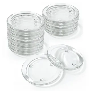 SENENQU 16 Stück Klare Untersetzer Glas für Kerzen - Kerzenuntersetzer Glas Rund - Kerzenhalter Stumpenkerzen Ideal für Spa-Dekorationen, Hochzeiten, Partys, Heimdekoration