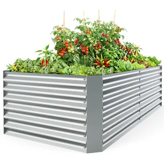 Ohuhu Hochbeet Metall Pflanzenbeet 180x90x60cm, Wetterfestes Stahlblech Hochbeet für Gemüse Erhöhte Extragroße, Gemüsebeet Pflanzkasten Frühbeet Gartenbeet Pflanzkübel Blumenkasten für Garten