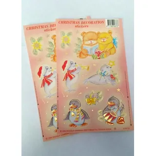 Weihnachtsaufkleber Penguin Oranje 2 Blatter - Orange