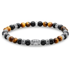 Bild Armband mit schwarzen Onyx-Beads und Tigerauge-Beads Silber, aus geschwärztem 925er Sterlingsilber, Länge 19 cm,
