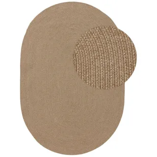 Kunstloft Outdoorteppich Nandi Beige 120x170 cm , Textil, Kunststoff , Uni , Oval , 120x1 cm , Gots , wasserabweisend , Teppiche und Böden, Teppiche, Outdoorteppiche