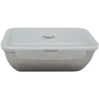 Fackelmann 684085 Frischhaltedose aus Edelstahl, mikrowellengeeignet, 1000 ml, Lunchbox mit Dampfventil und Deckel aus Kunststoff, Kunststoff, Edelstahl, 20 x 14 cm