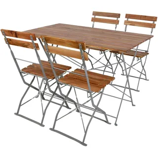 Mojawo Biergarten Set Klapptisch 4 Klappstühle klappbar 120x70cm