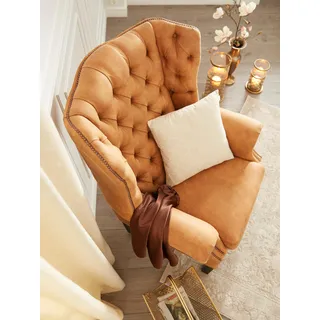 Home affaire Sessel »Bedford Ohrensessel Chesterfield« mit aufwendiger Knopfheftung und geschwungenen Armlehnen, braun