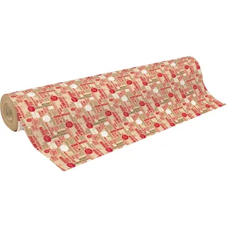 Clairefontaine 223811C - Rolle Geschenkapier Recycling Kraftpapier, 50m x 70cm, 70g, Weihnachtswünsche