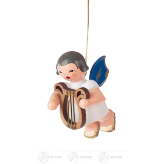 Baumschmuck Behang Engel mit Leier, blaue Flügel BxHxT 3 cmx5 cmx3,5 cm NEU