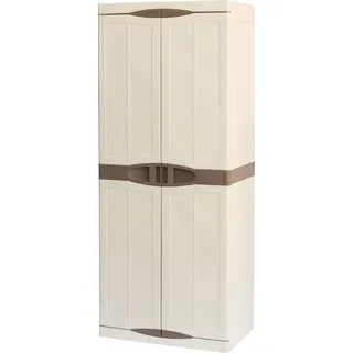 Mehrzweckschrank für den Außen- oder Innenbereich, Schrank mit 2 Türen und 4 verstellbaren Regalen aus Polypropylen, 100%  Italy, 70x47h178 cm, Farbe Beige - Beige