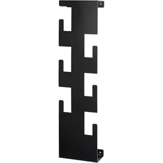 HAKU Wandgarderobe Metall Metallgarderobe Garderobenpaneel aus schwarz pulverbeschichtetem Metall, mit 6 Garderobenhaken, Maße: B 15 × H 60 × T 8 cm, Style: Modern