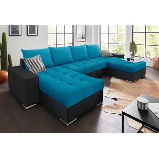 Collection AB Wohnlandschaft Polyester U-Form 3-Sitzer Blau