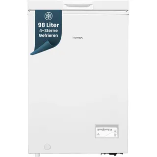 homeX FT1020-W Gefriertruhe Tiefkühltruhe klein 98L Nutzinhalt weiß | 4-Sterne Gefrieren, Super-Frost-Funktion, Kühltruhe inkl. Ablagekorb, LED-Display, elektronische Temperaturregelung