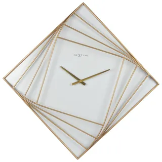 NeXtime Wanduhr, quadratisch, quadratisch, 85 x 85 cm, Metall, Gold/Weiß