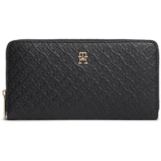 Tommy Hilfiger Geldbörse "TH ICON LRG ZA MONO" Damen Geldbeutel, Portemonnaie mit TH-Schmucklogo, schwarz