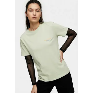 Kurzarmshirt ONLY "ONLLUCY MONJA SS TOP JRS NOOS", Damen, Gr. XS, laurel grün print:stay fresh, Jersey, Obermaterial: 100% Baumwolle, bedruckt, regular fit normal, Rundhals, Shirts Kurzarmshirt