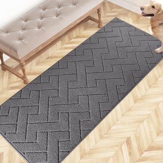 FCSDETAIL Schmutzfangmatte Innen 60 x 150 cm, rutschfeste Fußmatte, waschbar Sauberlaufmatte, absorbierend Fussmatte, Läufer Teppich für Hund, Eingang, Haustür, Flur, Küchen