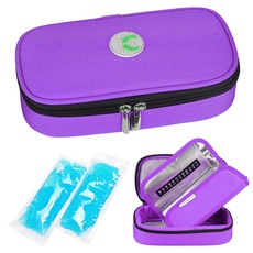 YOUSHARES Insulin kühltasche Diabetiker Tasche - Medikamente Diabetiker Isoliert Tragbaren Kühler Tasche für Insulin Pen und Diabetes kühltasche mit 2 Kühlakkus (Lila)