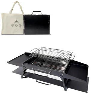 Charmline 39x27cm Foldable Portable Holzkohlegrill, Kleiner Campinggrill Holzkohle, Picknickgrill Grill, BBQ Grill für Outdoor, Geeignet für Gärten, Strände, Rasenflächen und Tischplatten, Schwarz