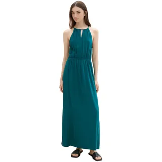 TOM TAILOR Denim Damen Maxi-Kleid mit Neckholder, rough green, XL