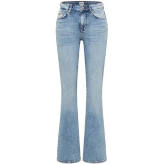 Comfort-fit-Jeans MUSTANG "Damen Style Shelby Flared", Damen, Gr. 29, Länge 32, 585 mittelblau, Denim/Jeans, 99% Baumwolle, 1% Elasthan, unifarben, ausgestellt, Jeans Comfort-fit-Jeans