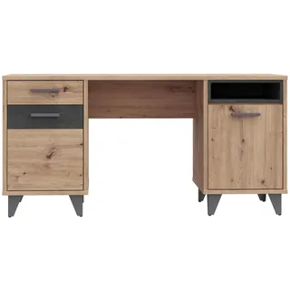Forte Carryhome Schreibtisch Dunkelgrau, Eiche, Artisan, Kunststoff, 1 Schubladen, rechteckig, konisch, 60x74x150 cm Stauraum, Arbeitszimmer, Schreibtische, Bürotische