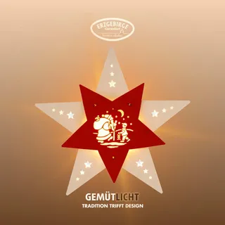 Weigla Dekostern »LED Knecht Ruprecht, Fensterbild, WEIẞ-ROT, Made in Germany« Erzgebirge garantiert, Weihnachtsdeko Innen, Weihnachtsbeleuchtung, beige