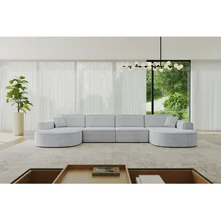 altdecor Ecksofa in U-Form Corner Sofa Bett Eckcouch Couch L-Form Wohnlandschaft Cauchsofa MARI-U2-388x171x79,5 cm Grau