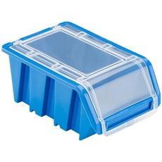 10 x Stapelbox mit Deckel Werkstatt Stapelkiste Sortierbox Box 100x155x70 Blau | stapelkisten kunststoff lagerboxen stapelbar
