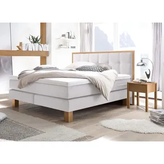 Hasena Boxspringbett »Cottage« mit gepolstertem Kopfteil, Kopfteilrahmen und Füsse aus massiver eiche braun Weiß, Liegefläche:140 x 200 cm, Topper:Base-Topper